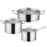 Multifunction Kitchen Cookware Silver Cooking Pot Set Stainless Steel Cookware