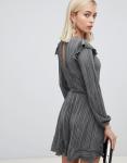 factory clothing manufacturer custom long sleeve frill belted plisse dress for