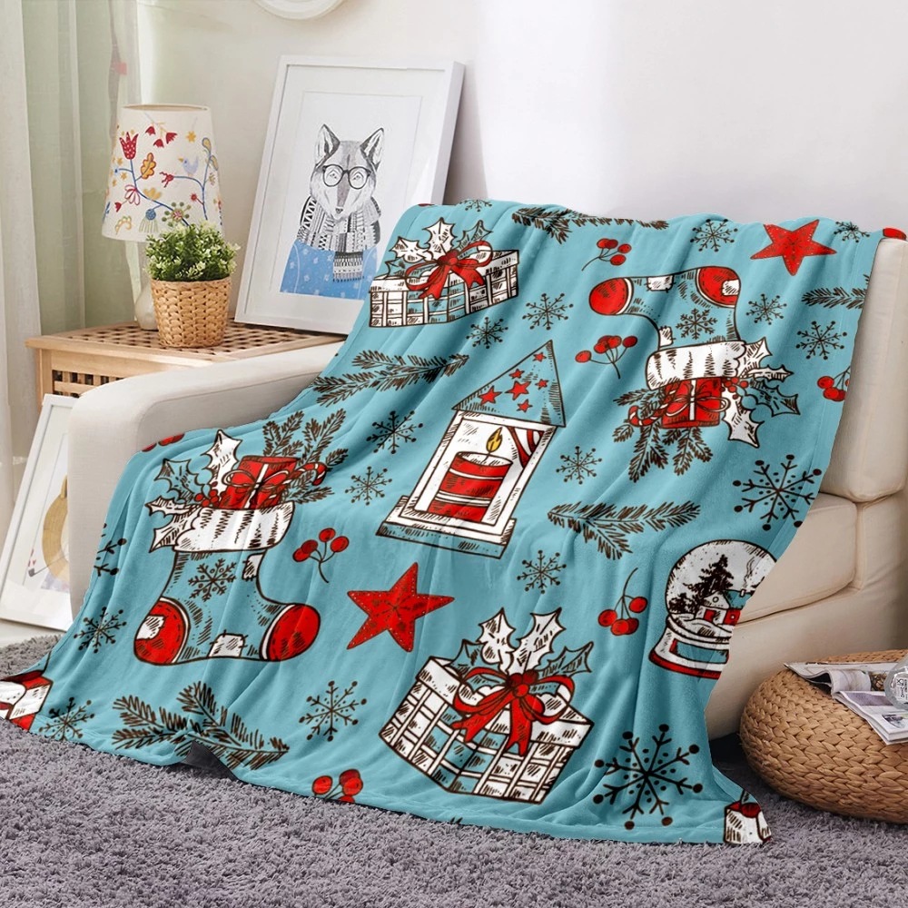 Christmas Sweater Print Super Soft Flannel Blanket Sustainable Bedding for Children