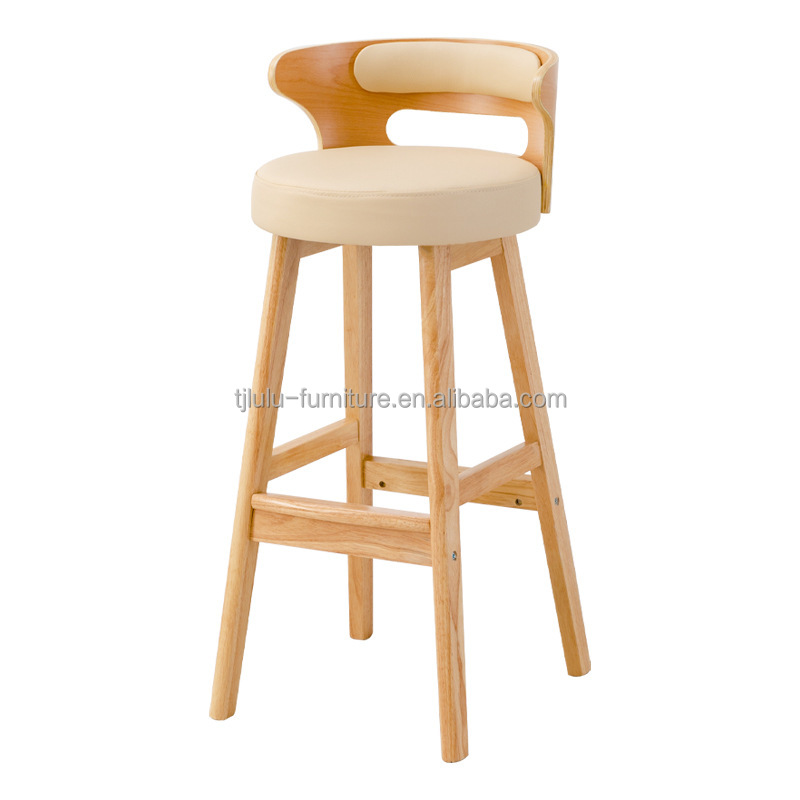 Nordic Modern Simple Wood Bar High Chair Natural Solid Wood Stool within Leisure Facilities and High Stool