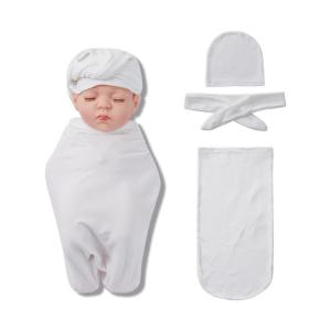 China Full set Sublimation Baby Swaddling Blanket Infant Wrap With Cap For Customized Photo Printing factory
