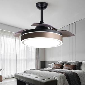 China Invisible Ventilador Ceiling Fan 42 Inch 52 Inch Dimmable Retractable Ceiling Fan With Light factory