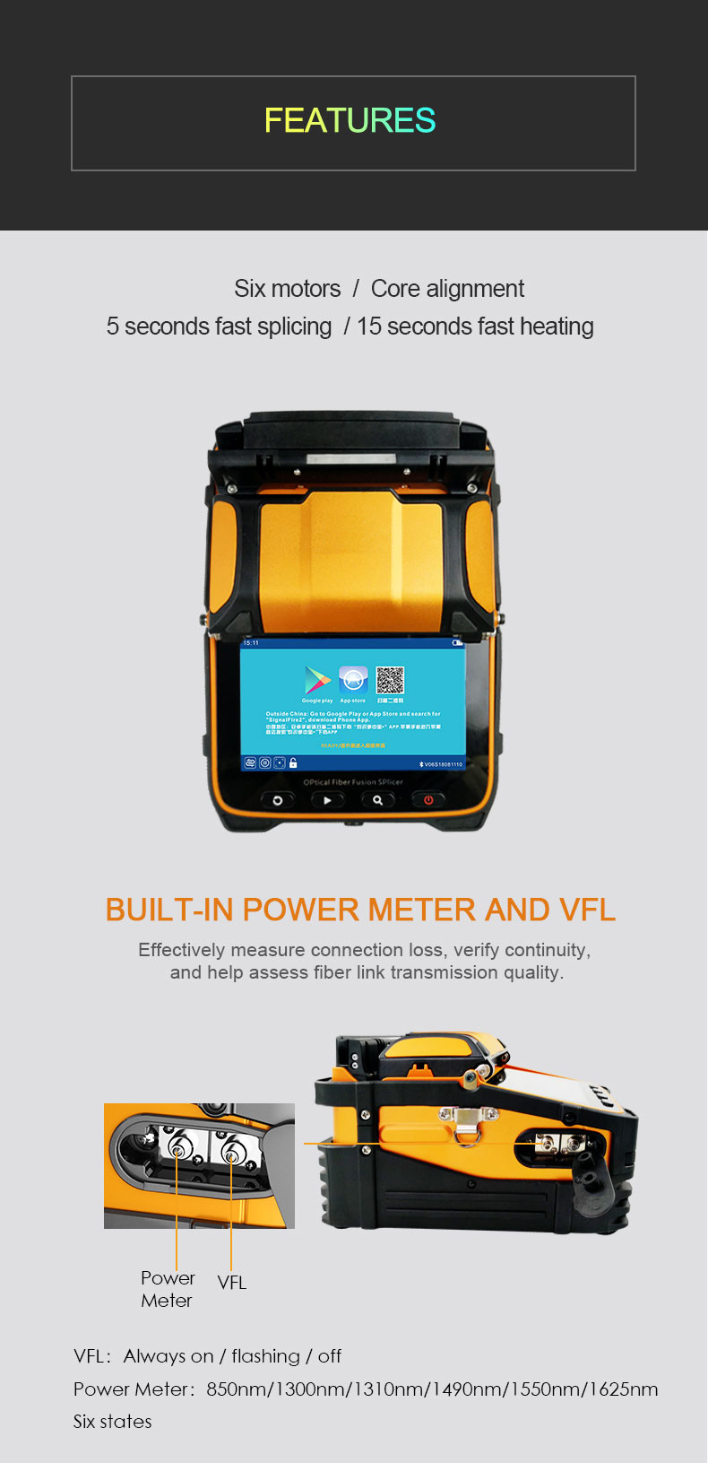 AI-9 Fiber Optic Splicing Machine , Automatic Optical Fiber Fusion Splicer