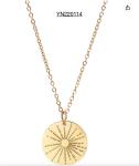 Stainless Steel 14k Gold Necklace Sunflower Engraved Pendant Necklace For Party