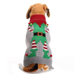 China Pet Dog Sweaters Christmas Clothes With Plush Balls Teddy Golden Retriever Doggie Sweater factory
