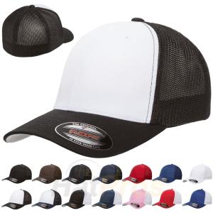 China Spandex Cotton Mesh Trucker Hats Baseball Cap Plain Blank Curved Visor Flex Fit factory