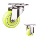 50mm Waterproof Silent Wheel 50kg Capacity Stainless Steel Threaded Stem PU