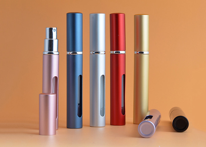 Cylindrical Colored Glass Perfume Bottles , Mini Glass Perfume Bottles