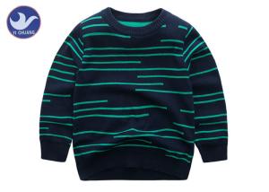 China Irregular Stripes Boys Knit Pullover Sweater Crew Neck Double Layer Warm factory