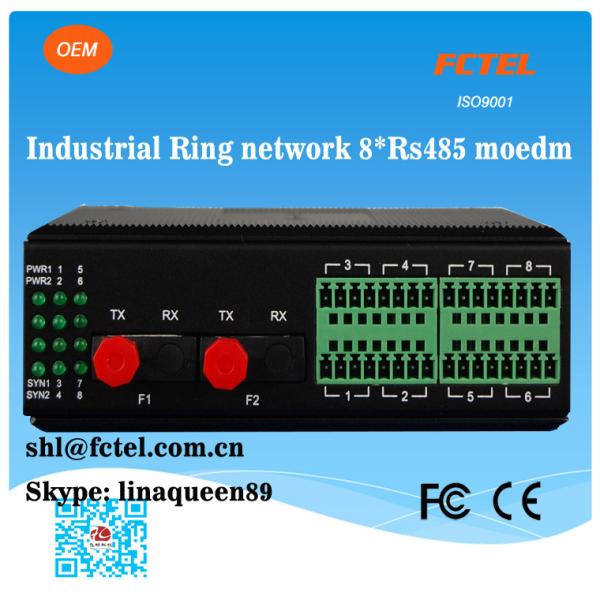 Industrial Ring Network 8*RS485 Fiber Modem