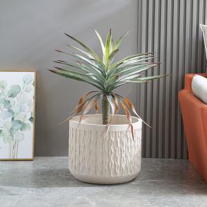 China Frost Resistant Patio Fiber Clay Planters Round Shape factory