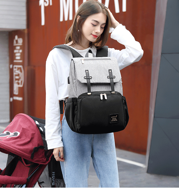 ISO9001 Fashion Mummy Maternity Nappy Diaper Bag Backpack With USB