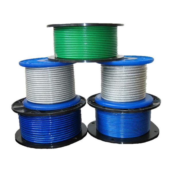 Colorful PVC Coated Steel Wire Rope for High Strength Stainless Steel Cables 304