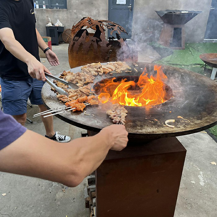 outdoor corten steel bbq 