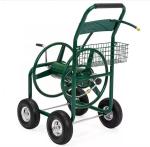 Heavy Duty Four-Wheel Steel Metal Garden Hose Reel Cart Perfect for Shopping and