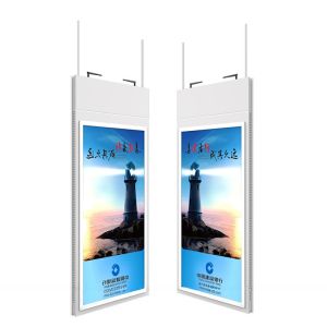 China Ceiling roof mount 49 inch dual sided WIFI network Android signage display POP screen with high brightness function on sale