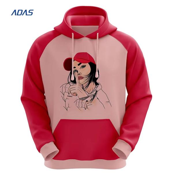 Custom Printed 100% Polyester Fleece Sweatshirt Pullover Hoodie Anti Shrink