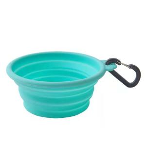 China BB Green Outdoor Collapsible Silicone Dog Water Bowl For Walking Hiking Traveling factory
