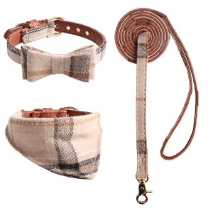 China luxurious Collars Triangular Scarves Leashes Dog Sets factory