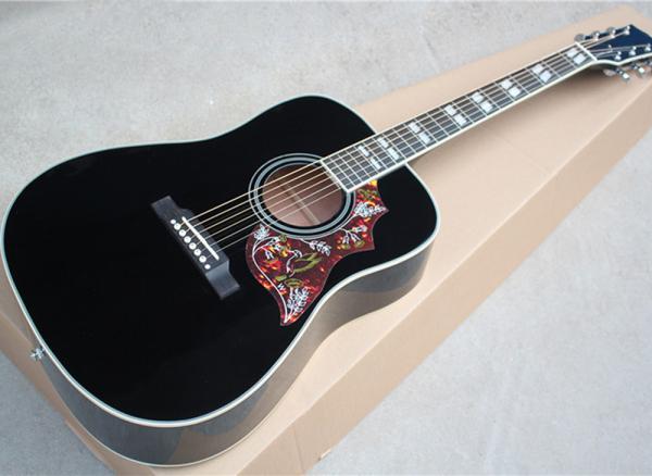 Wholesale custom 41" cherry red/black hummingbird acoustic guitar with rosewood