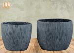 Round Planters Fiber Clay Flower Pots Outdoor Flower Planter Patio Planters Grey