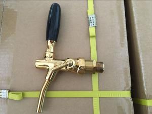 China golden beer tap made of brass with stainless steel probe , for beer tower and cooler use factory