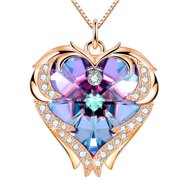 18 Inch 8.2 Silver Jewelry Big Heart Necklace With Austrian crystal Crystal Gold