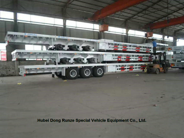 Flatbed Container Trailer 3 axle for container Loading capacity 40 ton ,60ton,80Ton