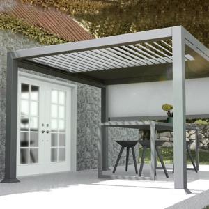 China Decorative Intelligent 2mm 6063 Alu Patio Louvre Roof Gazebo Pergola factory
