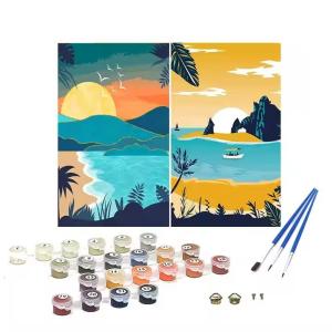 China 8x8cm DIY Pre Printed Canvas Painting Kits For Kids Includes Brushes and Canvas Ages 6+ factory
