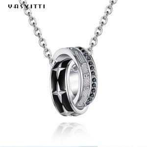 China Horsewhip Stainless Steel Jewelry 0.1oz 2.6ft Double Ring Pendant Necklace 316L factory