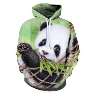 China Mens Oversized Panda Printed Long Sleeve Hoodie With Pocket factory