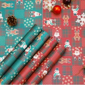 China Flower Shop Gift Wrapping Paper with Santa Claus and Snowman Design on Waterproof Kraft Paper on sale