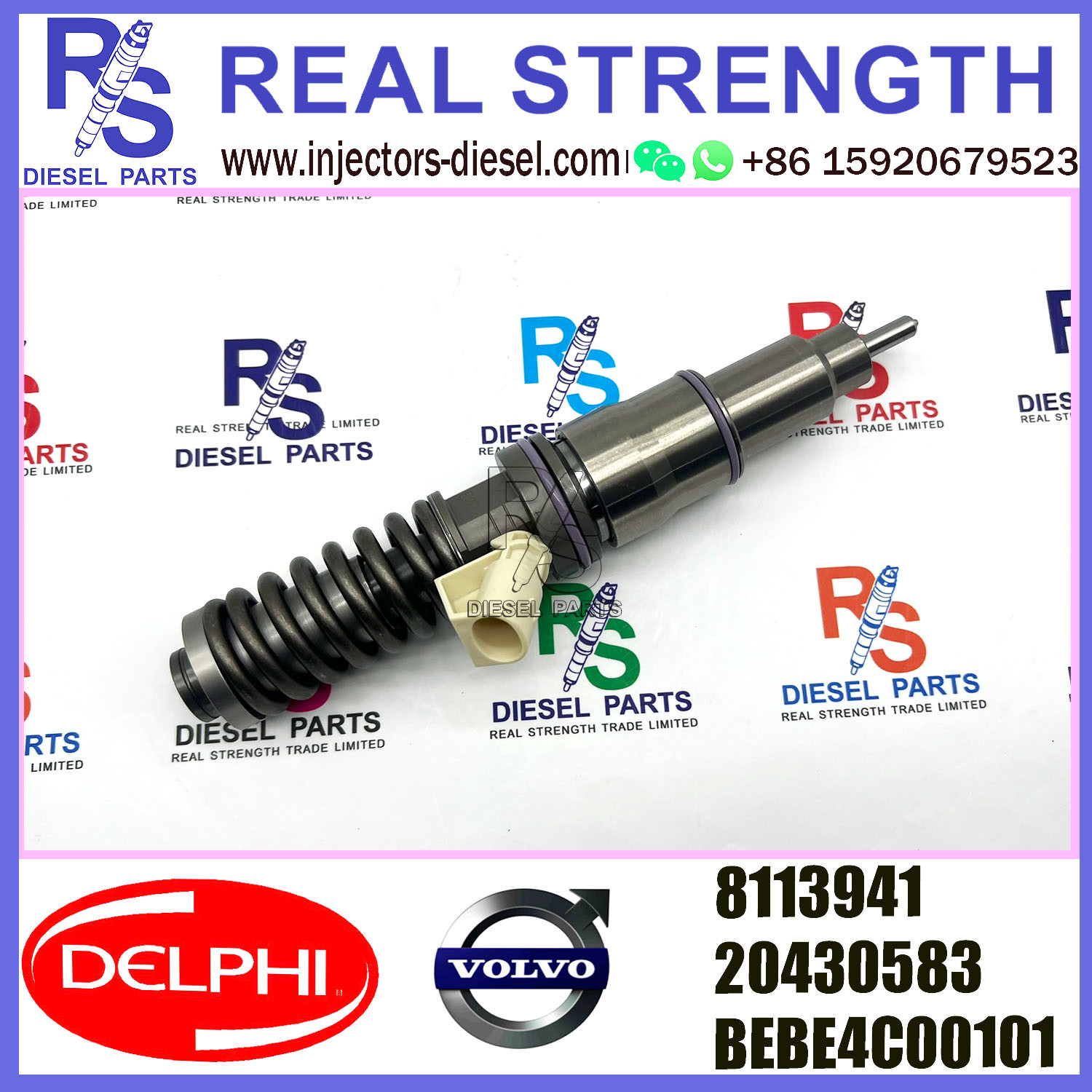 DELPHI 2pin injector 8113941 20430583 BEBE4C00101 Diesel pump Injector V-O-L-V BEBE4C00101 E1 for V-O-L-V D12 TRUCK