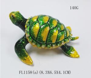 China Lovely turtle metal alloy trinket box pewter jeweled turtle enameled trinket box factory