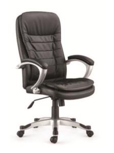 China High Back Black Leather China Office Chair with Double Cushion factory