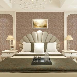 China Wet Embossed Non Pasted Bedding Room European Style Wallpaper 0.53*10m factory