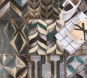China W.A 0.02 0.82cm Thickness Decorative Wall Tiles , Golden Floor Tiles 200x200mm factory