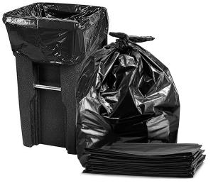 China Durable 65 Gallon Trash Bags , Black Disposable Recyclable Rubbish Bags factory