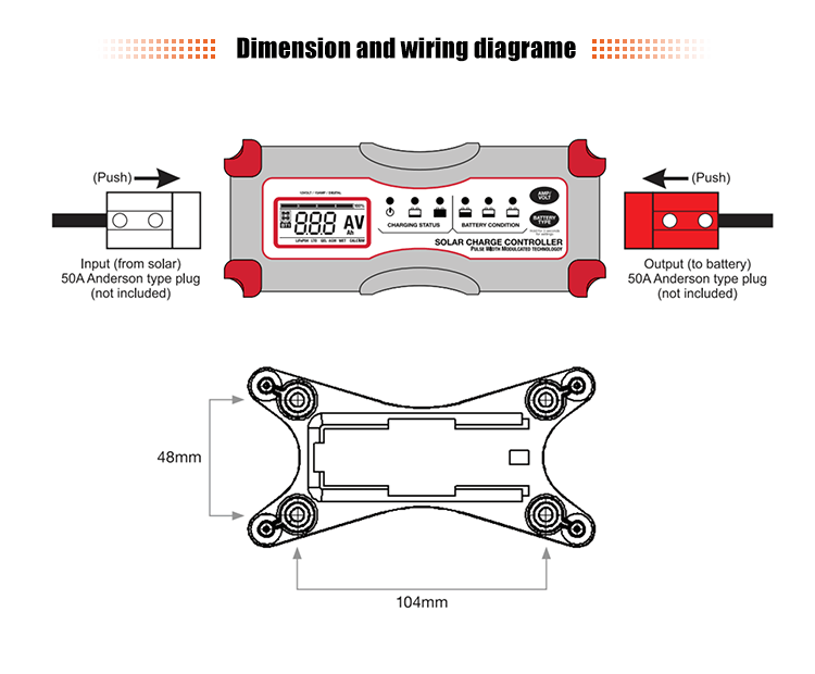China Digital Solar Charge Controller with Intelligent Charging, Anderson Connector, and LCD Display for Efficient Energy Management factory