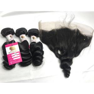 China No Tangle Peruvian Human Hair Weave / Remy Hair Bundles Full Cuticle Aligned factory