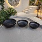 Bowl Shape Black Fiberglass Plant Pots for Garden Home Floor