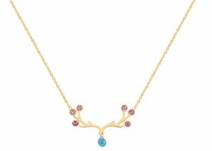 China Elk Necklace titanium steel antler clavicle Chain ins Girl Heart diamond-encrusted jewelry ornament Christmas small gift factory