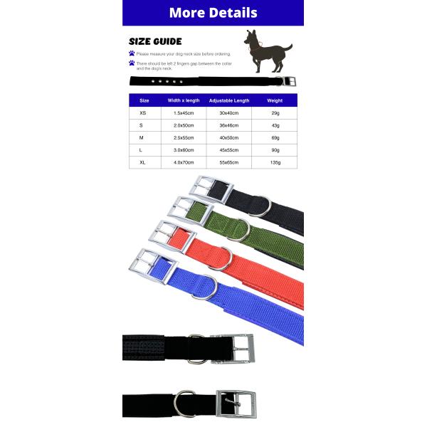Adjustable Nylon Dog Collar With Metal Buckle Durable For All Dog Sizes