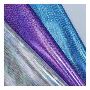 Rainbow Pu Holographic Wire-drawing Figure Embossed Artificial Faux Leather