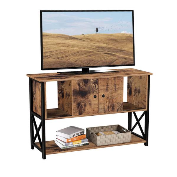 Rustic TV Table with Cabinet, Industrial Design TV Cabinet, Storage Furniture