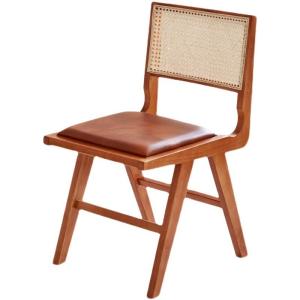 China Hotel Restaurant Nordic Wooden Dining Chair with Rattan Seat and Nitrolacquer Finish factory