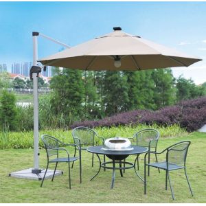 Aluminum 150cm Double Patio Umbrella Beach Sunshade Umbrella Remote Control Parasol