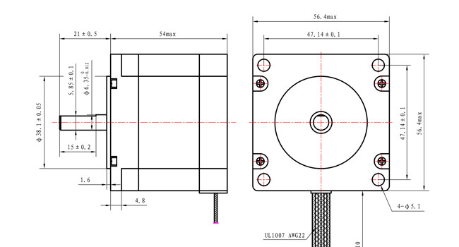 NEMA 23 TWO-PHASE 1.8° 57 STEPPER MOTOR 54MM BODY 1.0A PRINTING MACHINE