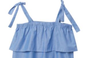 China Plain Woven Polyester 80% Cotton 20% Blue Ladies Halter Top factory
